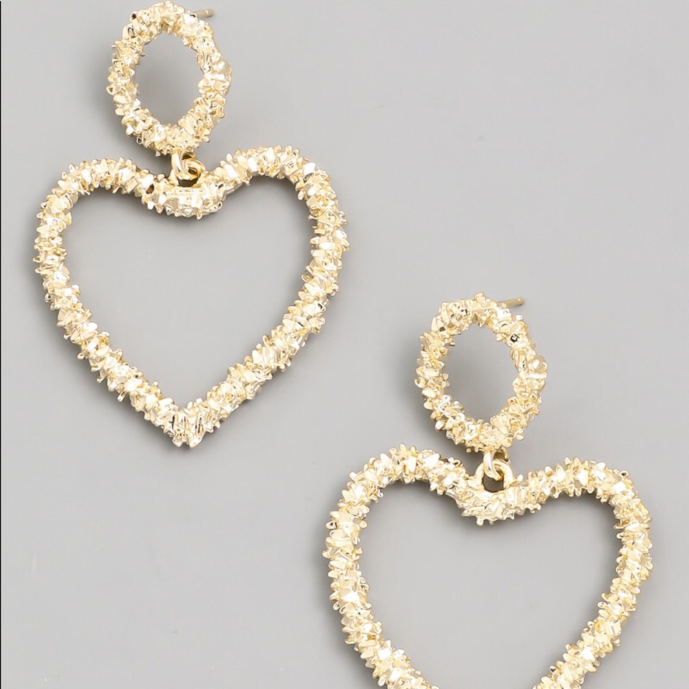 Gold hear drop earrings